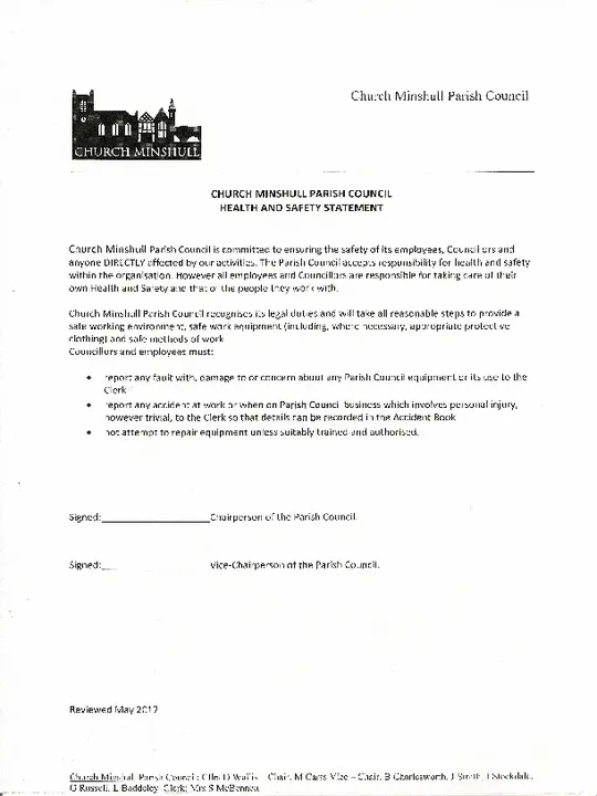Health & Safety Statement &ndash; May 2017