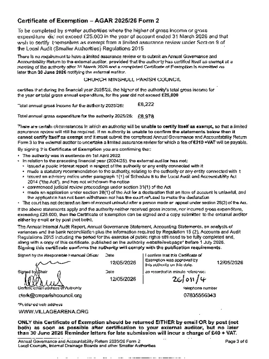 Certificate of Exemption