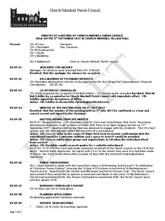 2017-09-05 PC Minutes DRAFT