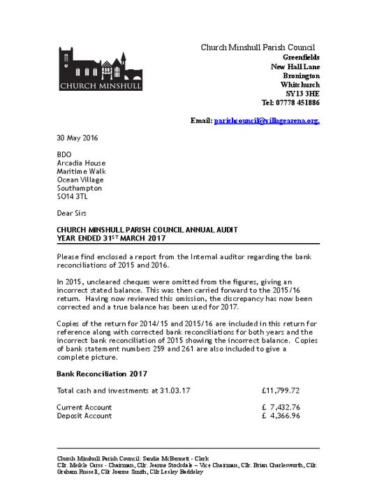 2016-17 BDO Variance Letter