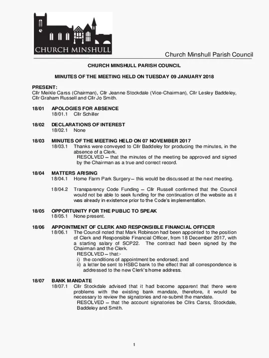 2018-01-09 PC Minutes