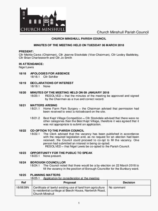 2018-03-06 PC Minutes