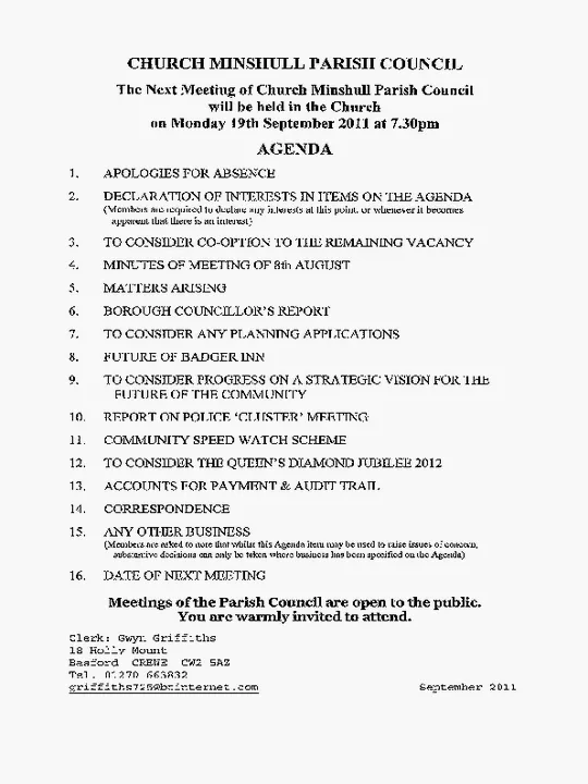 2011-09-19 PC Minutes & Agenda