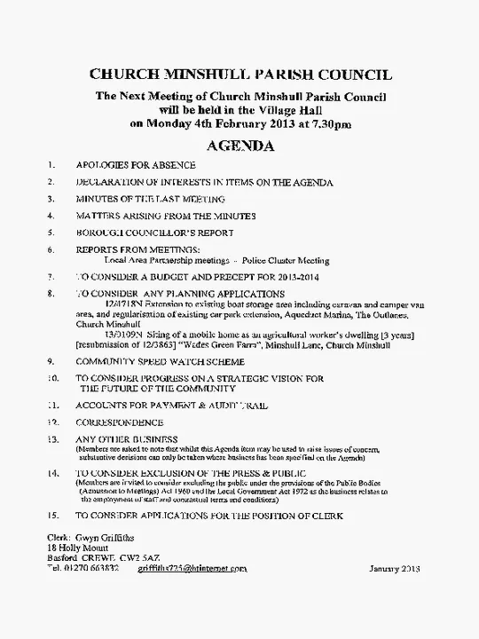 2013-02-04 PC Minutes & Agenda