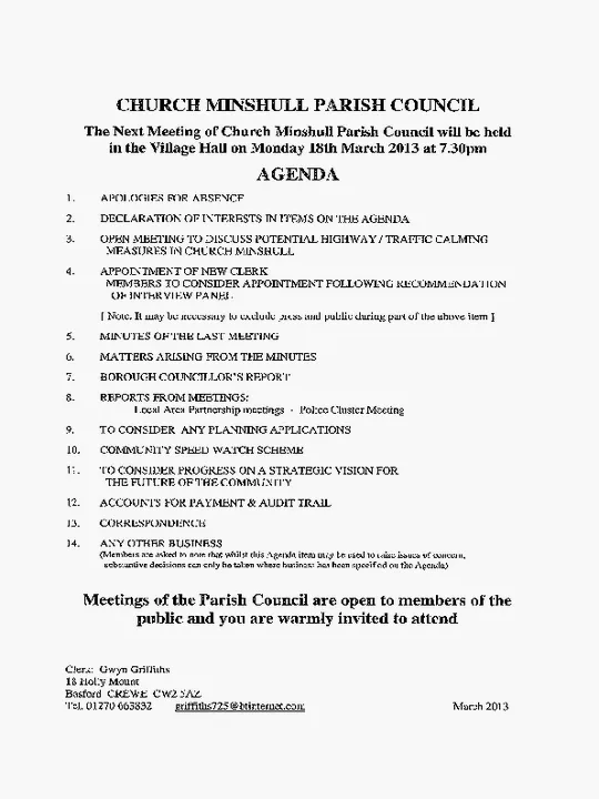 2013-03-18 PC Minutes & Agenda