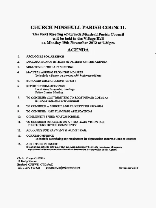 2012-11-19 PC Minutes & Agenda