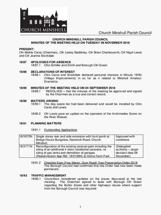 2018-11-06 PC Minutes