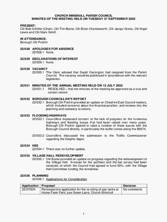 2022-09-27 PC Minutes