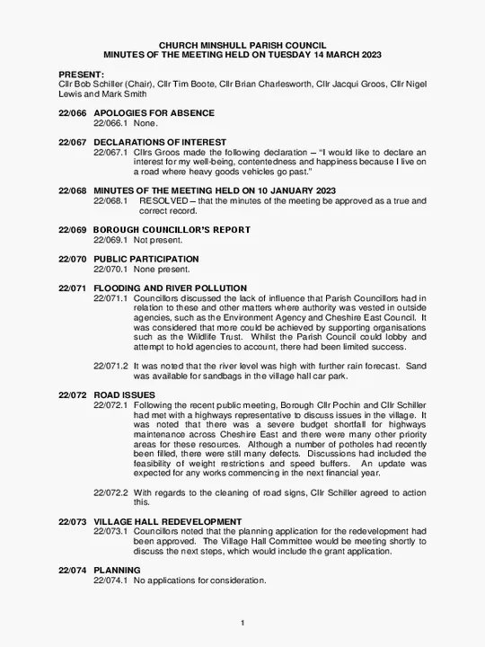 2023-03-14 PC Minutes