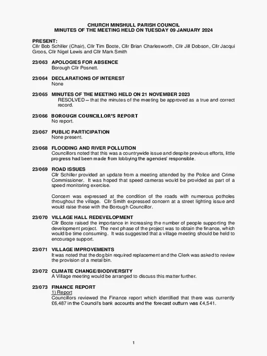 2024-01-09 PC Minutes
