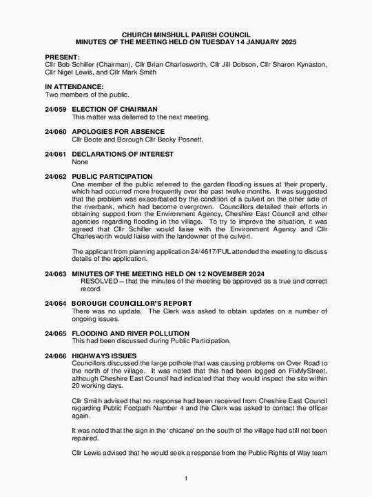 2025-01-14 PC Minutes