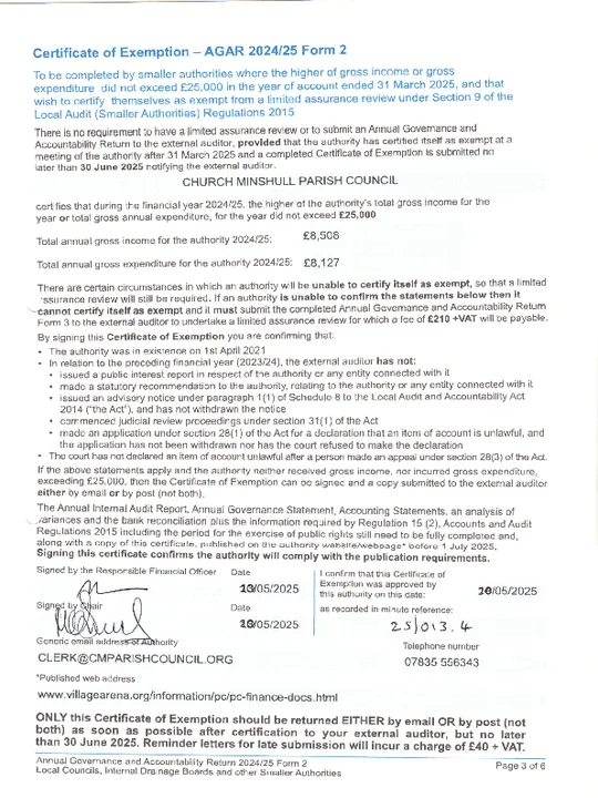 24-25 Certificate of Exemption