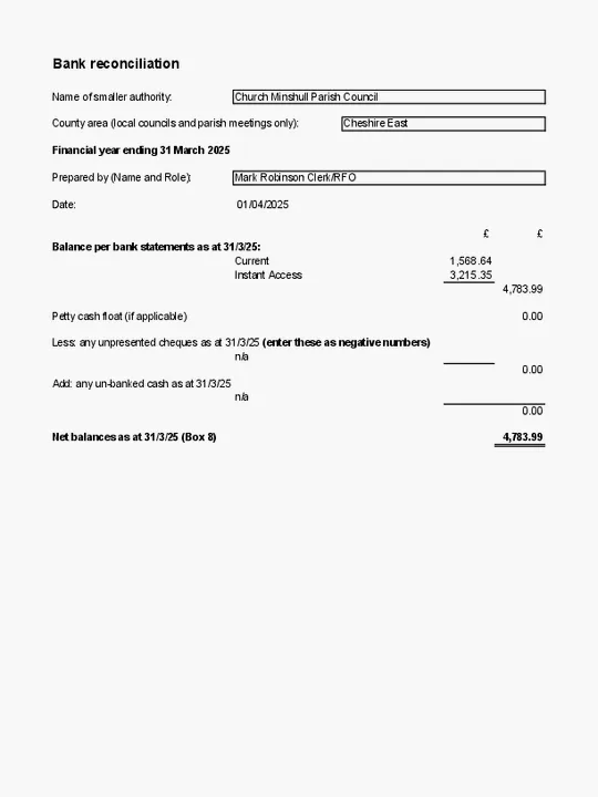 24-25 Bank Reconciliation