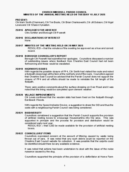 2025-07-15 PC Minutes