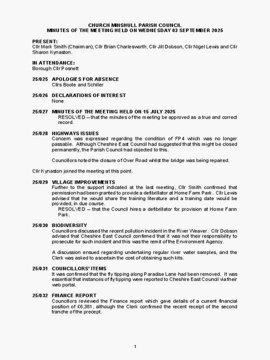 2025-09-03 PC Minutes